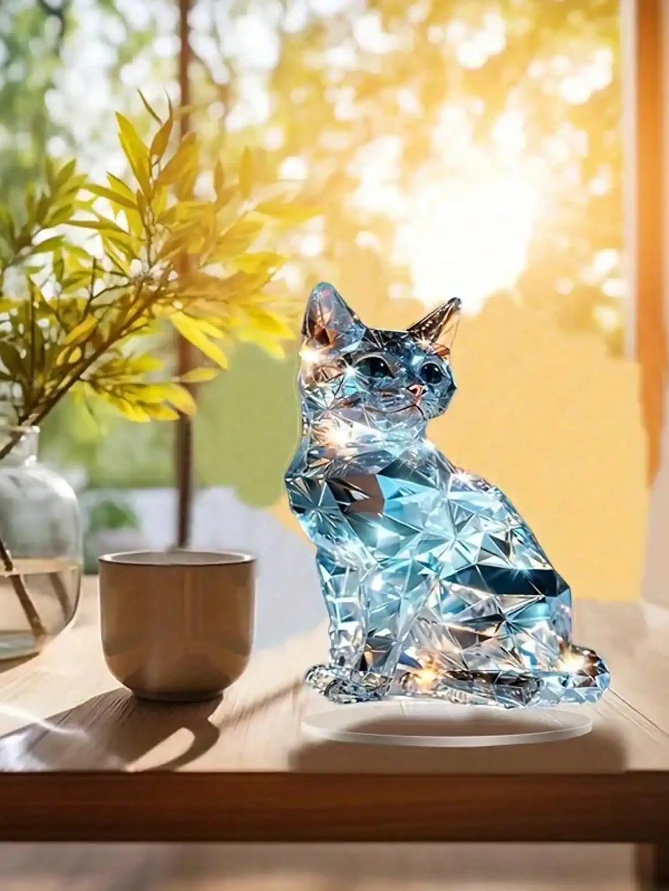 Elegant exotic cat table decoration sculptures, home and office decorations, classic animal themed Thanksgiving decorations。