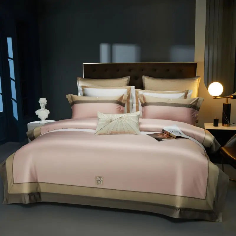 Luxury Embroidery Bedding Set, 1000TC Egyptian Cotton, Soft Silky Duvet Cover, Bed Sheet, Pillowcases, Hotel Style, 4 Pcs