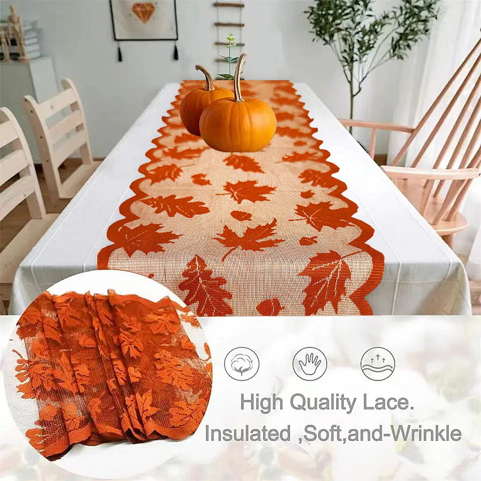 1PCS Thanksgiving Autumn Leaves Design Table Runner for Dinner Party Decoration - Premium Festive Tablecloth Maple Leaf Pattern