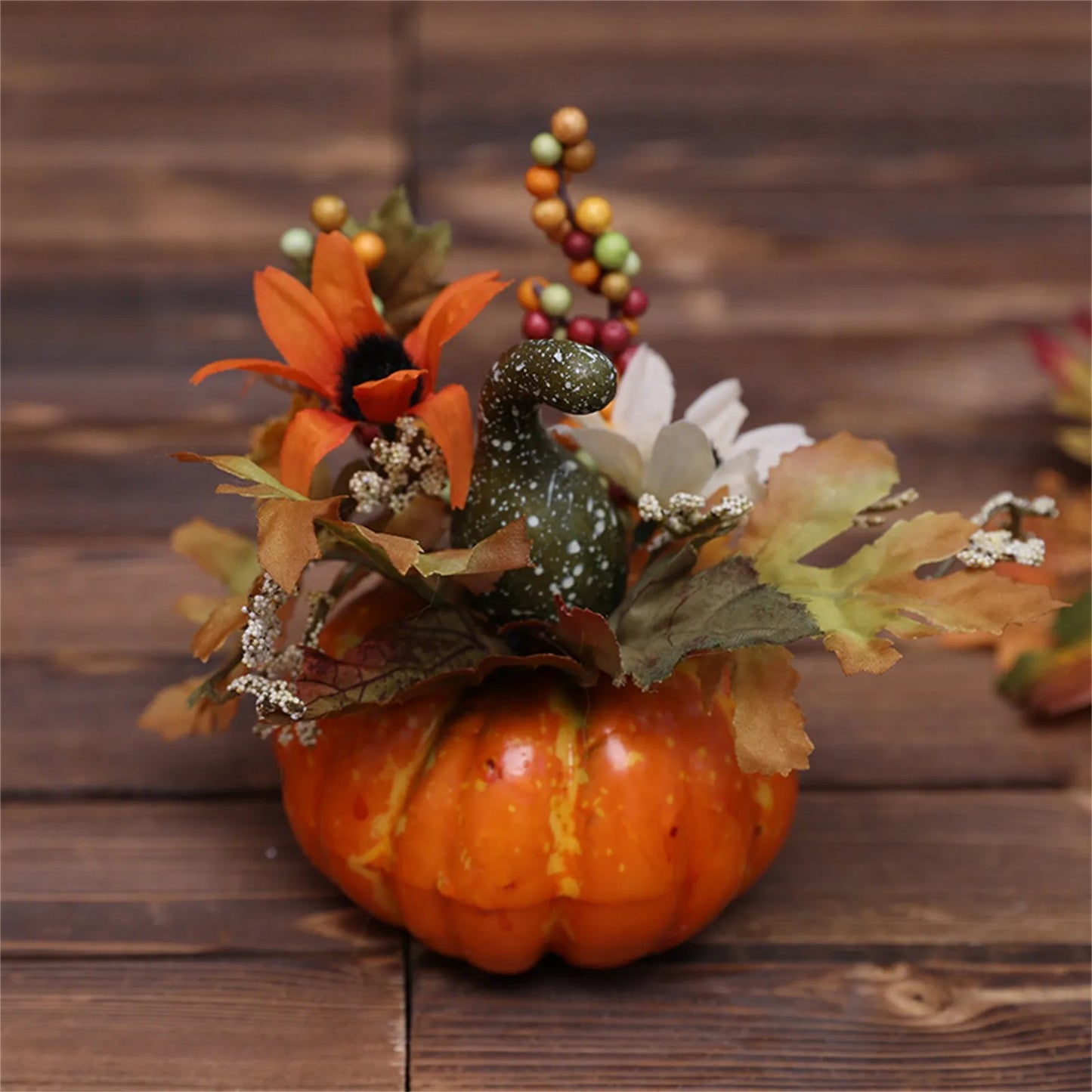 New Thanksgiving Fake Pumpkins Decor Artificial Flower Halloween House Party Fall Ornaments Home Table Centerpiece Kitchen Decor
