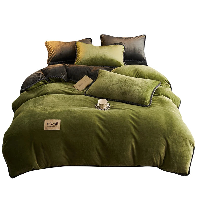 Winter Milk Velvet Quilt Duvet Cover Bedding Set Warm Thicken Bed Quilt Cover Double Bed Cover Queen King Comforter Cover 220x24