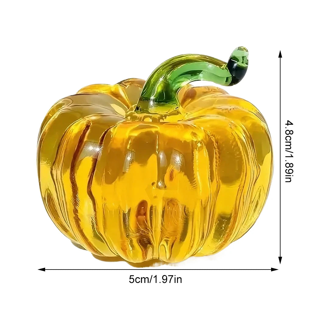 Crystal Glass Pumpkin Decor Figurine Halloween Pumpkin  Thanksgiving Table Decoration Glass Crafts Souvenir Home Decor