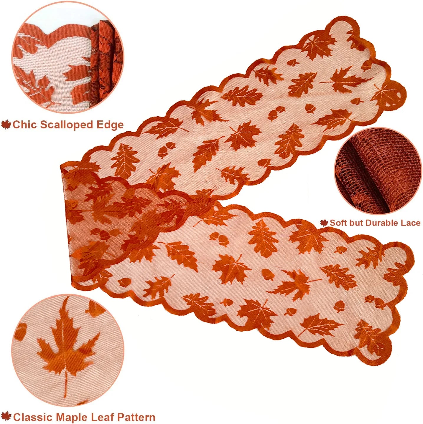 1PCS Thanksgiving Autumn Leaves Design Table Runner for Dinner Party Decoration - Premium Festive Tablecloth Maple Leaf Pattern