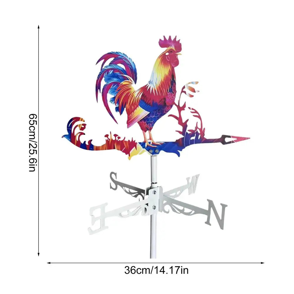 wolf Rooster Weathervane Outdoor Animals Garden Decorations Metal Weathervanes Wind Spinner for Garden Farmhouse Backyard