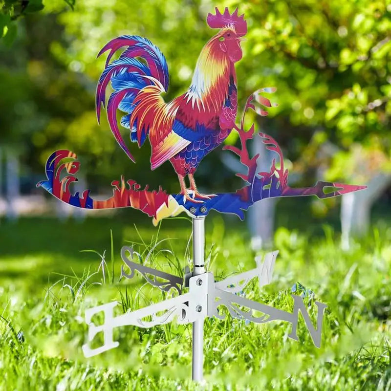 wolf Rooster Weathervane Outdoor Animals Garden Decorations Metal Weathervanes Wind Spinner for Garden Farmhouse Backyard