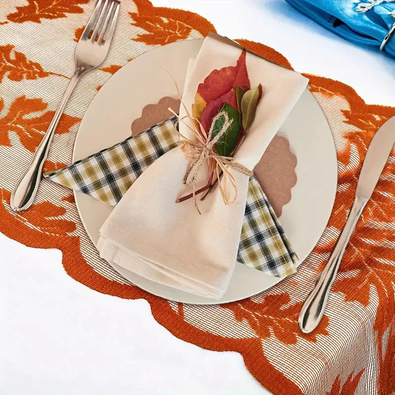 1PCS Thanksgiving Autumn Leaves Design Table Runner for Dinner Party Decoration - Premium Festive Tablecloth Maple Leaf Pattern