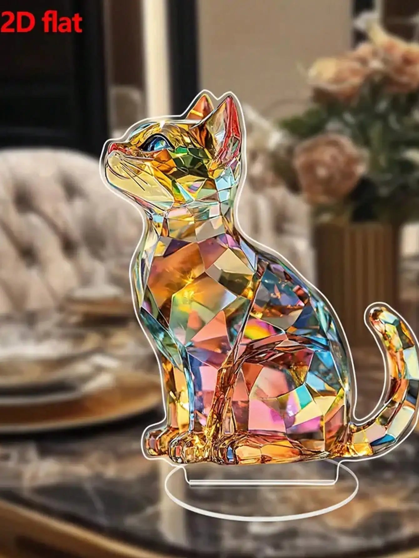 Elegant exotic cat table decoration sculptures, home and office decorations, classic animal themed Thanksgiving decorations。