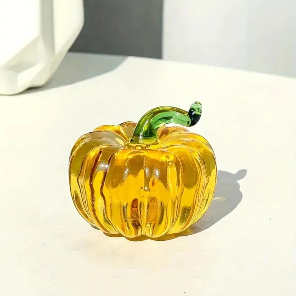 Crystal Glass Pumpkin Decor Figurine Halloween Pumpkin  Thanksgiving Table Decoration Glass Crafts Souvenir Home Decor