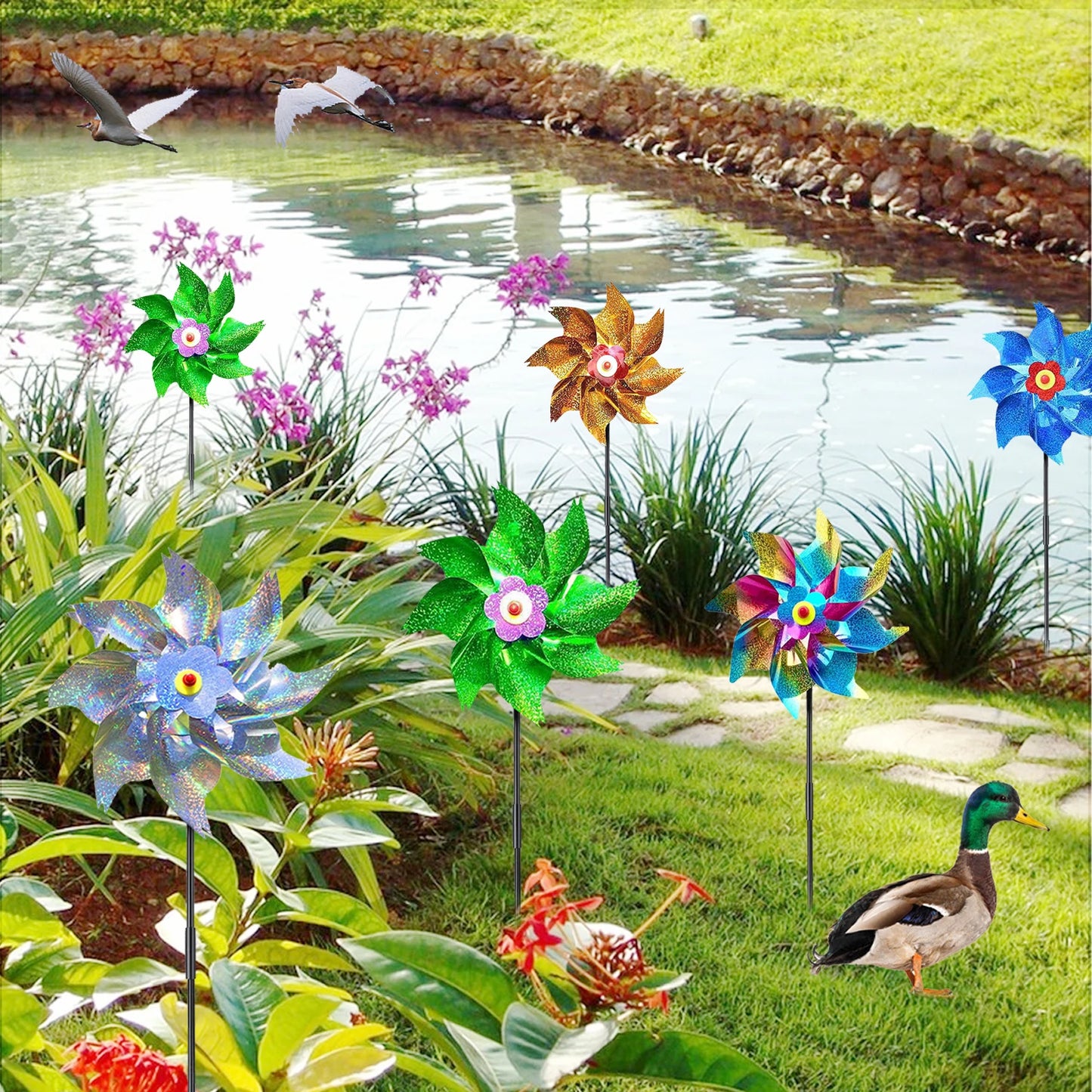 Wind Spinner Decor for Girls Bird Repellent Windmill Outdoor Garden Ornaments Balcony Accessories Vane Gardening Decoration Yard