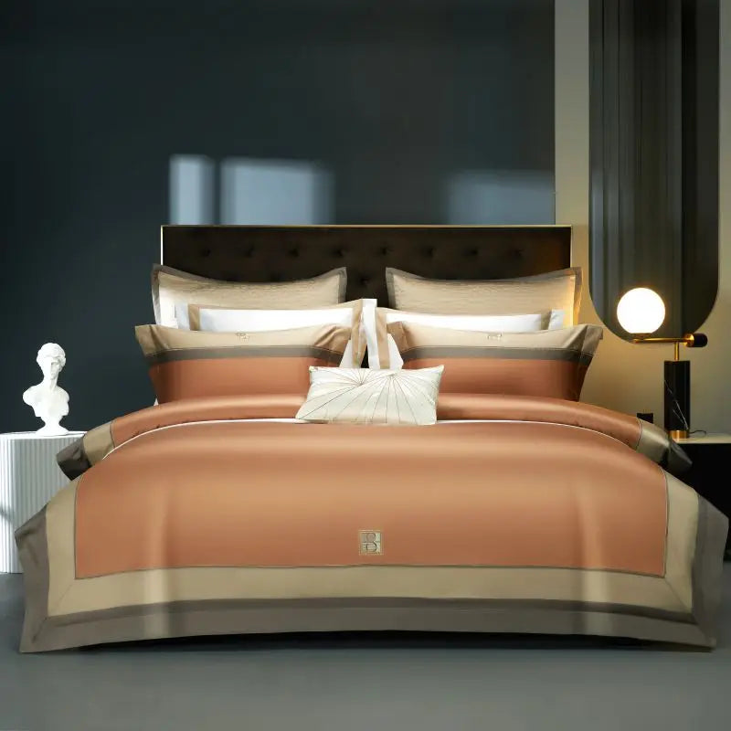 Luxury Embroidery Bedding Set, 1000TC Egyptian Cotton, Soft Silky Duvet Cover, Bed Sheet, Pillowcases, Hotel Style, 4 Pcs