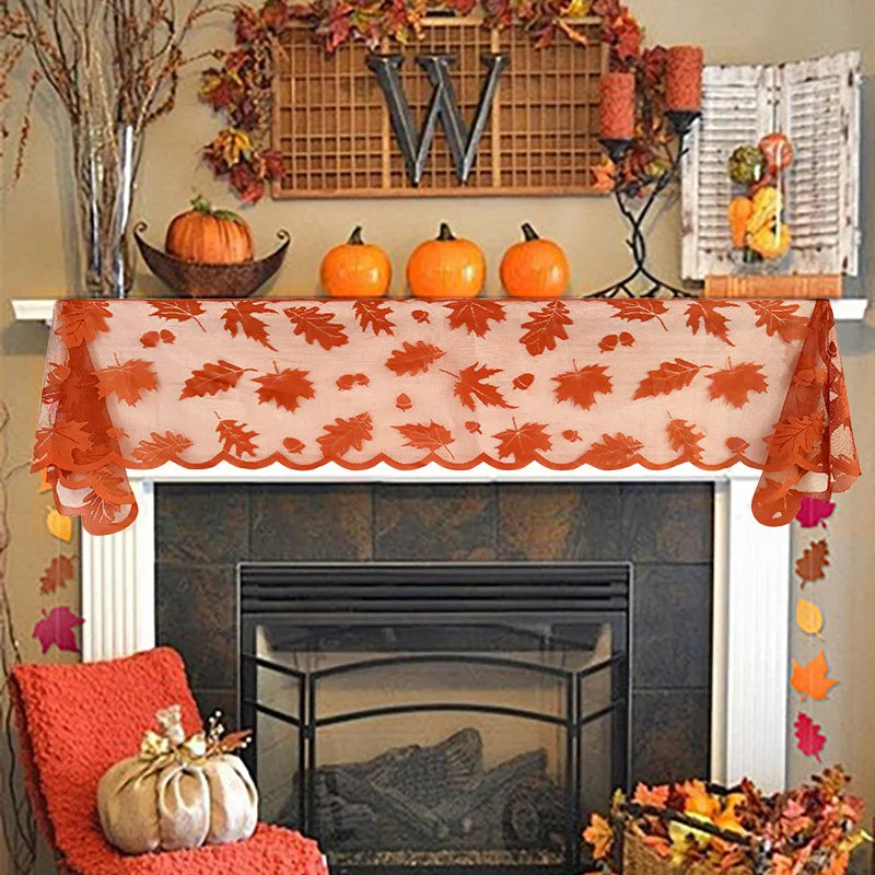 1PCS Thanksgiving Autumn Leaves Design Table Runner for Dinner Party Decoration - Premium Festive Tablecloth Maple Leaf Pattern