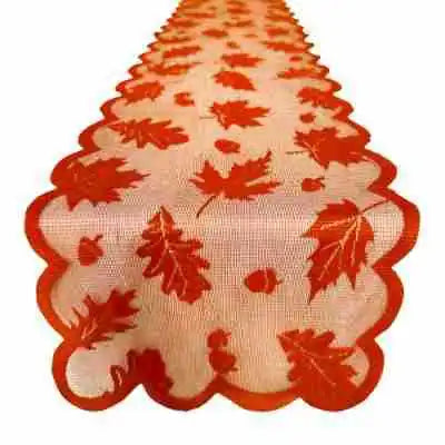 1PCS Thanksgiving Autumn Leaves Design Table Runner for Dinner Party Decoration - Premium Festive Tablecloth Maple Leaf Pattern