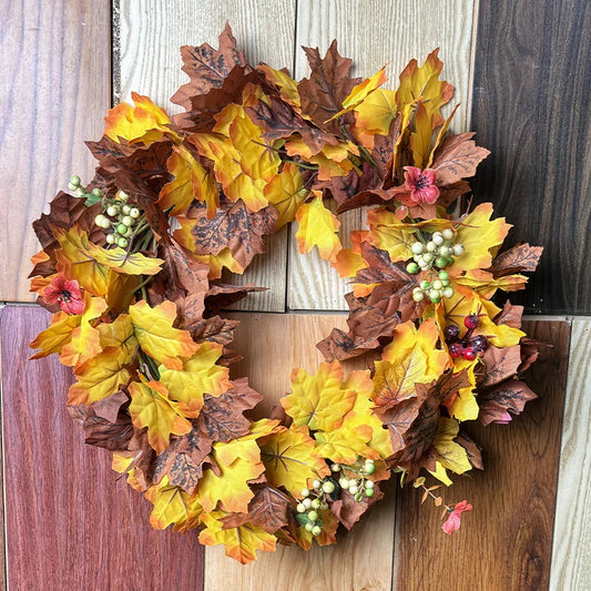 Maple wreath Thanksgiving decoration Maple leaf for fall harvest Table door porch home Indoor outdoor Fall decoration Christmas