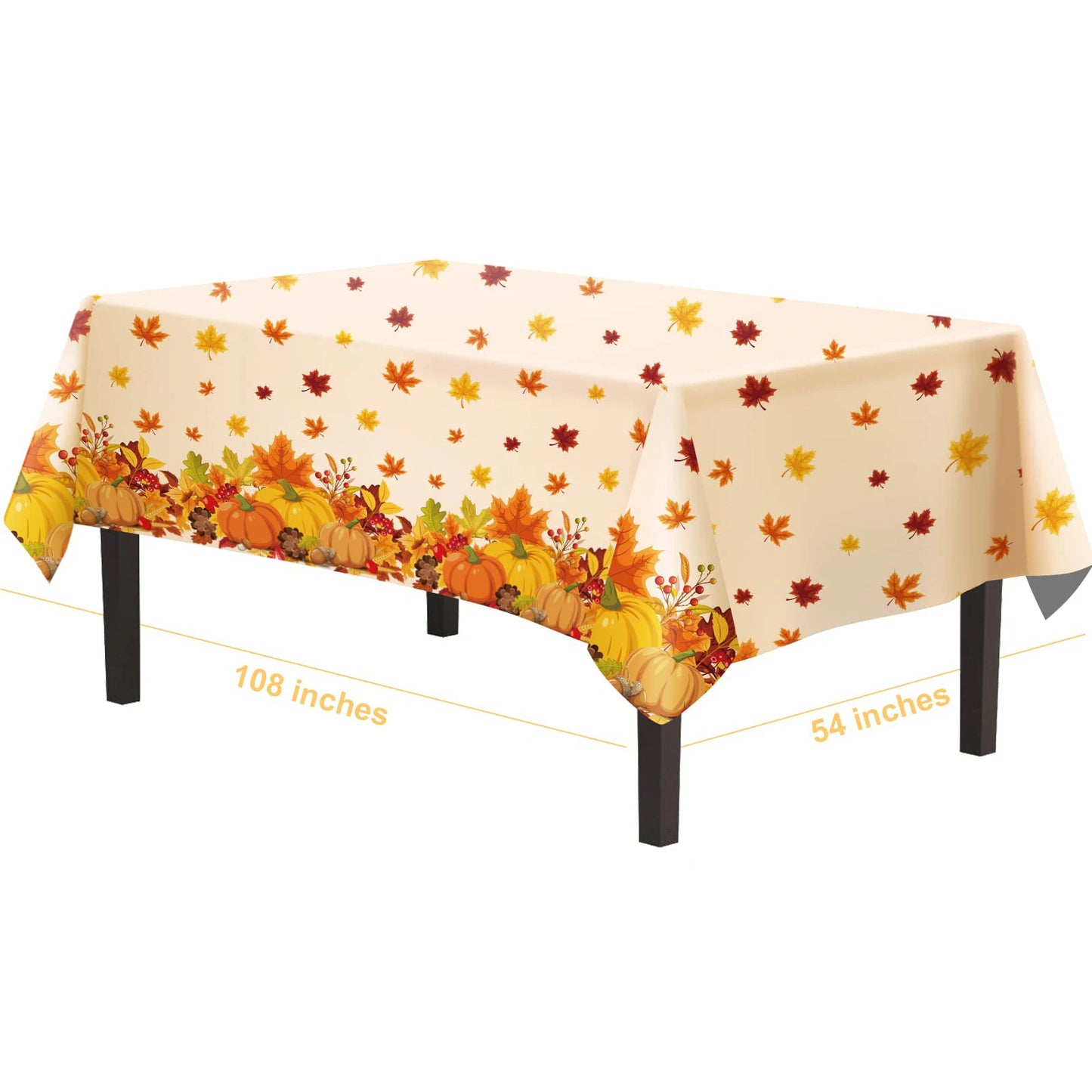 Thanksgiving Tablecloth Fall Autumn Rectangle Pumpkin Maple Leaf Table Cover for Happy Thanksgiving Day Party Supplies Favors