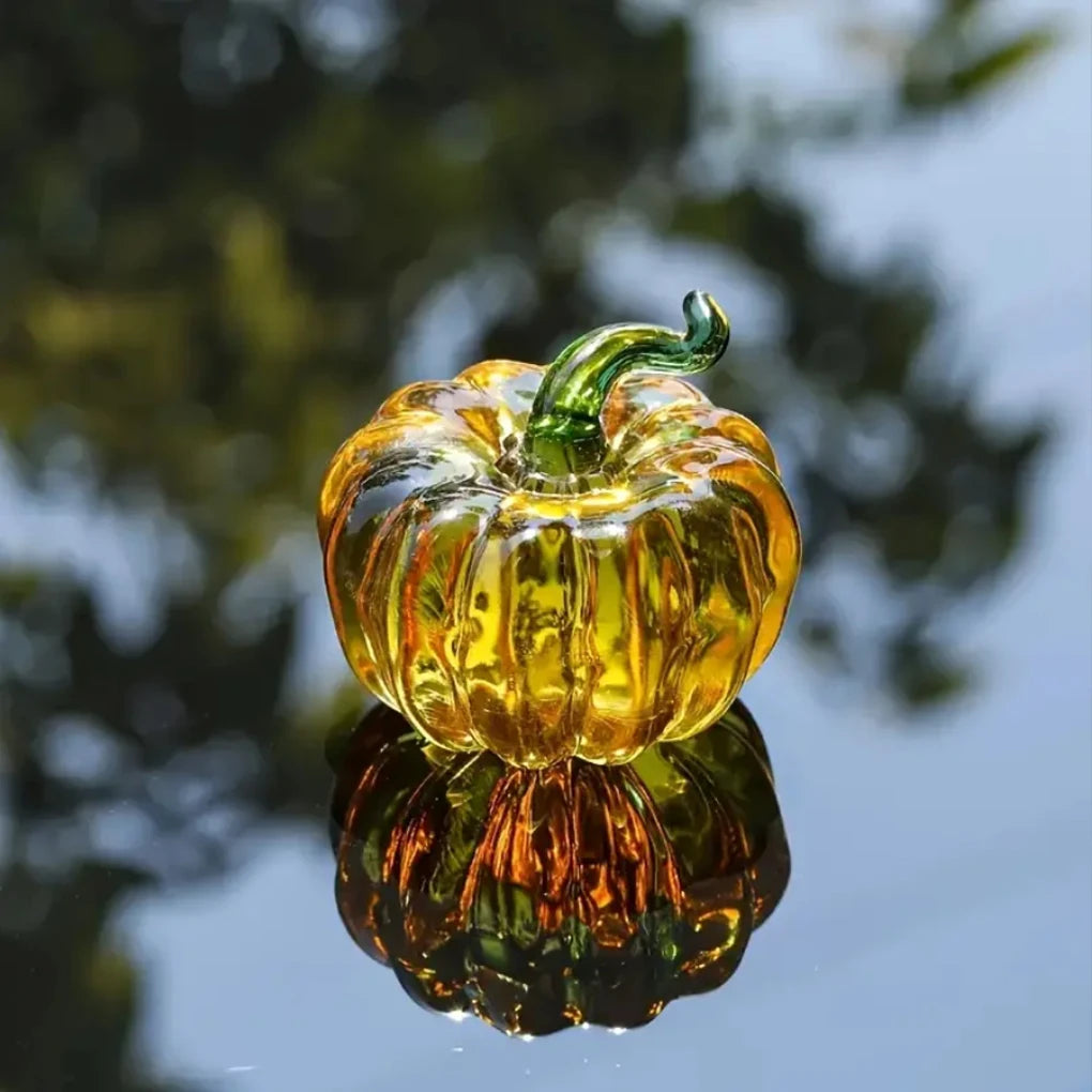 Crystal Glass Pumpkin Decor Figurine Halloween Pumpkin  Thanksgiving Table Decoration Glass Crafts Souvenir Home Decor