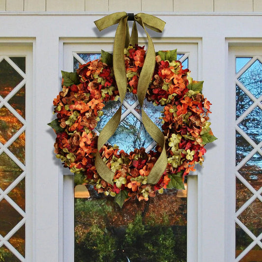 1Pc 11.81Inch Thanksgiving Garland Hydrangea Artificial Garland Pastoral Style Wall Hanging Garland Autumn Decoration Suitable for Wall Hanging in Front of the Door, Etc
