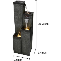Modern Floor-Standing Water Fountain , Indoor Outdoor Water Fountain with Lights image 3
