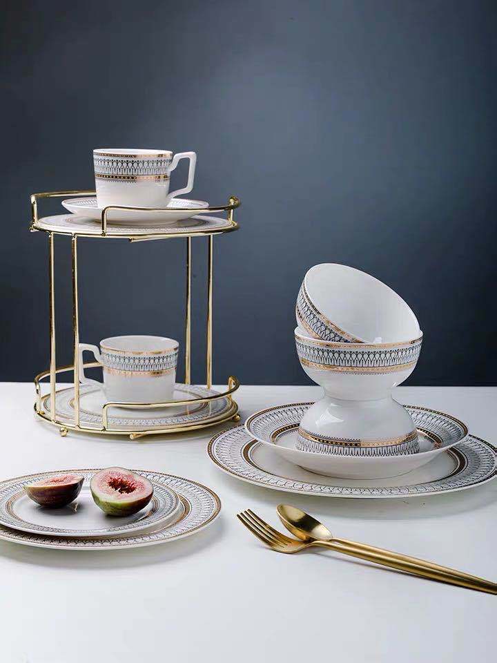 Nordic Luxury Dinner Plates Set, Rice Bowl, Soup Plate, Serving Cake Dessert Pla image 2