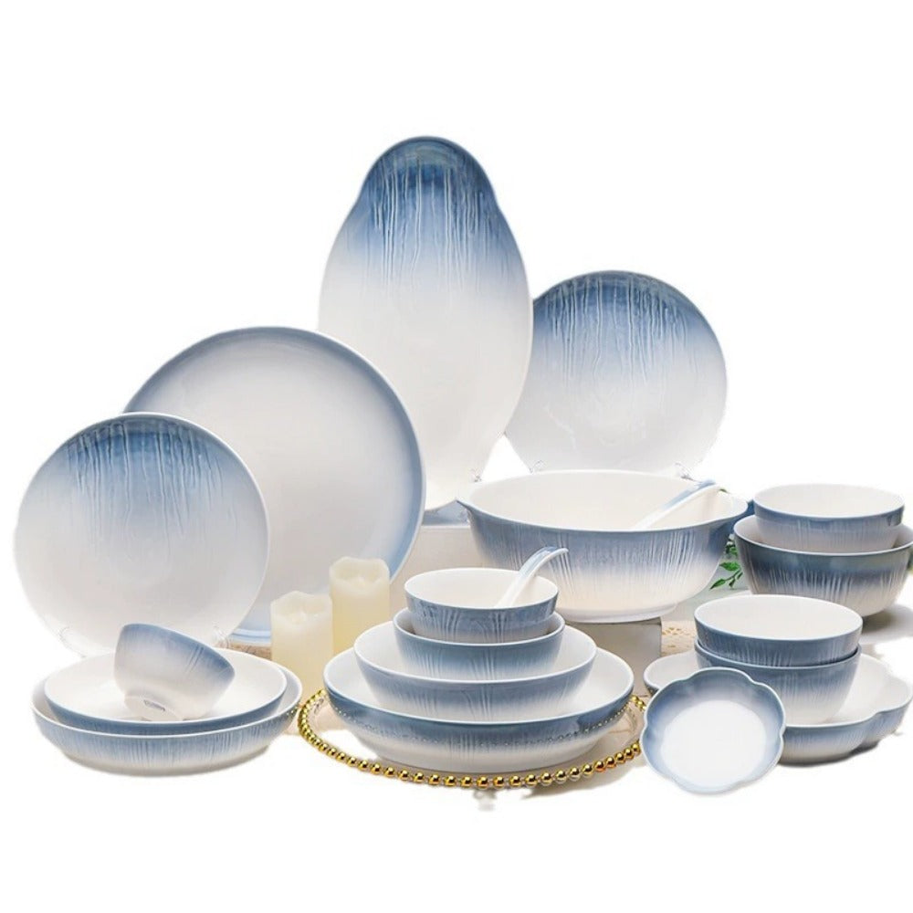 Handmade Ceramic Dinnerware Sets-Reactive Glaze Plates Bowls, Dishwasher Microwa image 1