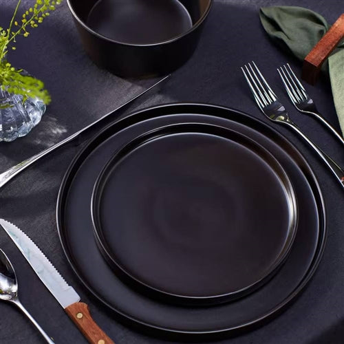 16-Piece Stoneware Dinnerware Set in Matte Black - Service for 4 image 2