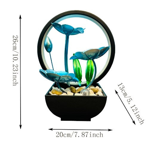 Tabletop Fountain 3-Tiers Water Li Leaf Waterfall Fountains Indoor with Rocks De image 8