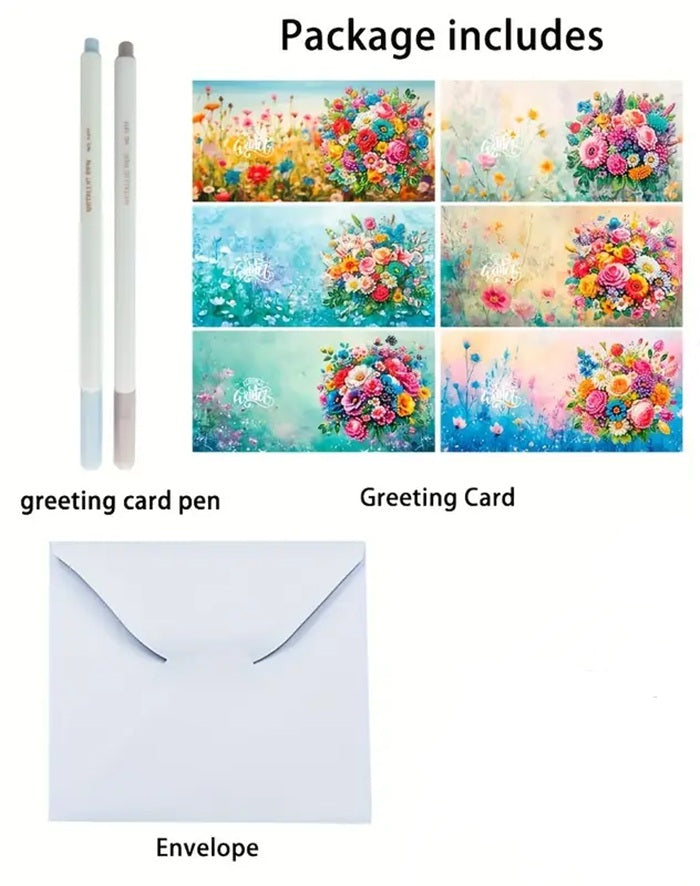 6 Pack Unique Floral Note Greeting Cards Diamond Jewel Art COMPLETED, SEALED image 1