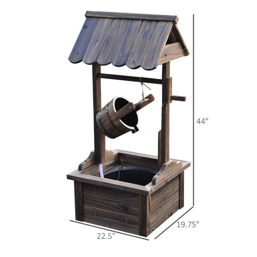 Outdoor Garden Solid Wood Wishing Well Water Fountain with Bucket and Pump image 4