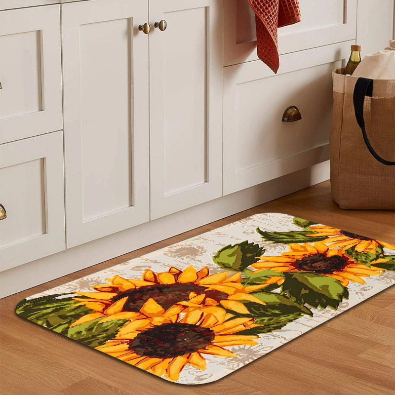 Sunflower Print Kitchen Mat Rug Set Doormat Carpet Non-Slip for Farmhouse Hallwa image 2