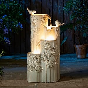 31.75" H Outdoor Water Fountain with LED Lights and Pump, 4 Tier Dandelion Textu image 7