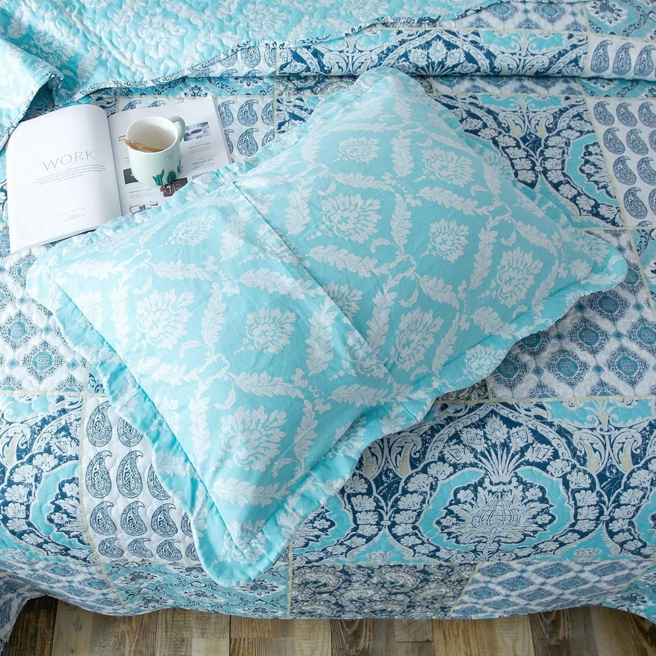 2/3pcs Light Floral Quilt Set, Cute Print All Season Lightweight Bedspread Cover image 7