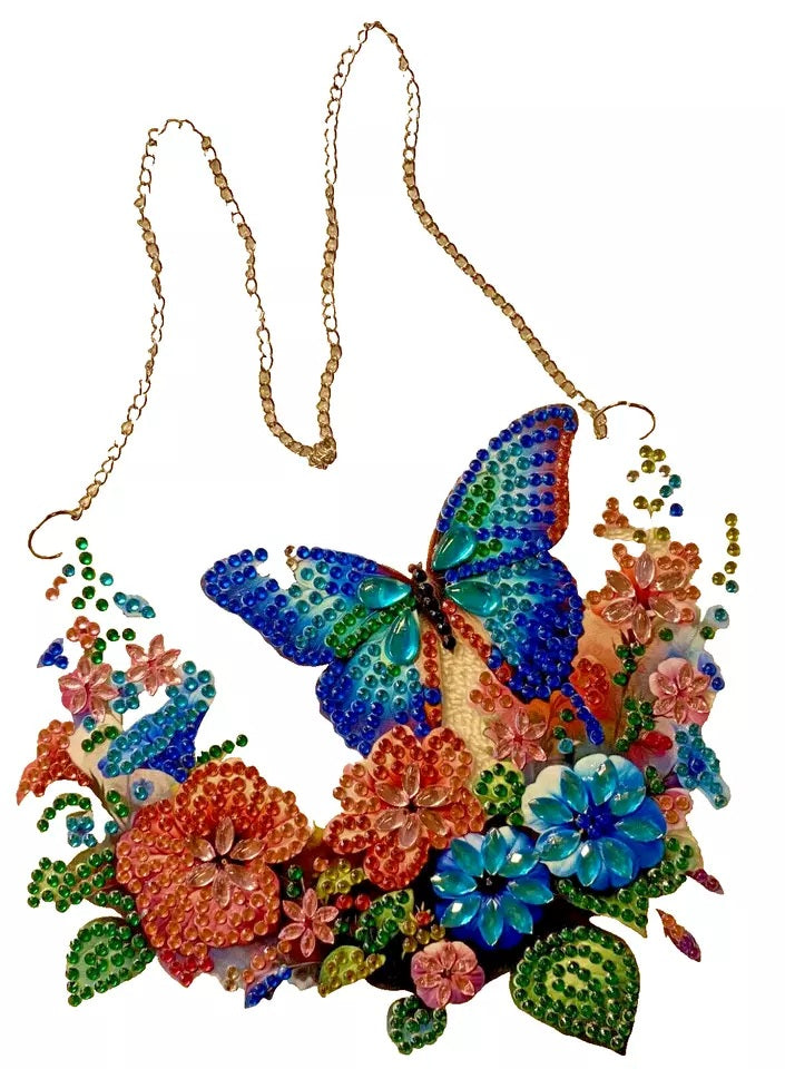 2 Butterflies Diamond Jewel Art Hanging Decor, Home & Bedroom Decor COMPLETED image 1