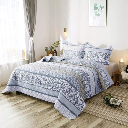 2/3pcs Light Floral Quilt Set, Cute Print All Season Lightweight Bedspread Cover image 0