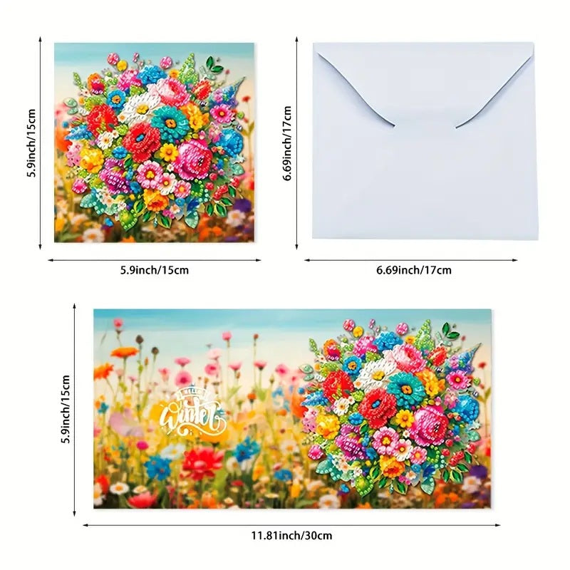 6 Pack Unique Floral Note Greeting Cards Diamond Jewel Art COMPLETED, SEALED image 6