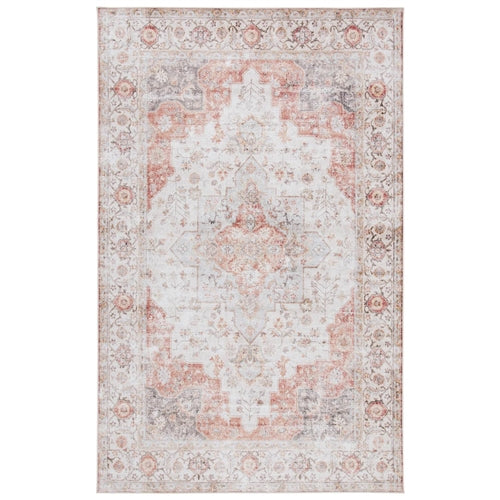 Traditional Persian Style Washable Boho Light Grey Red Area Rug image 1
