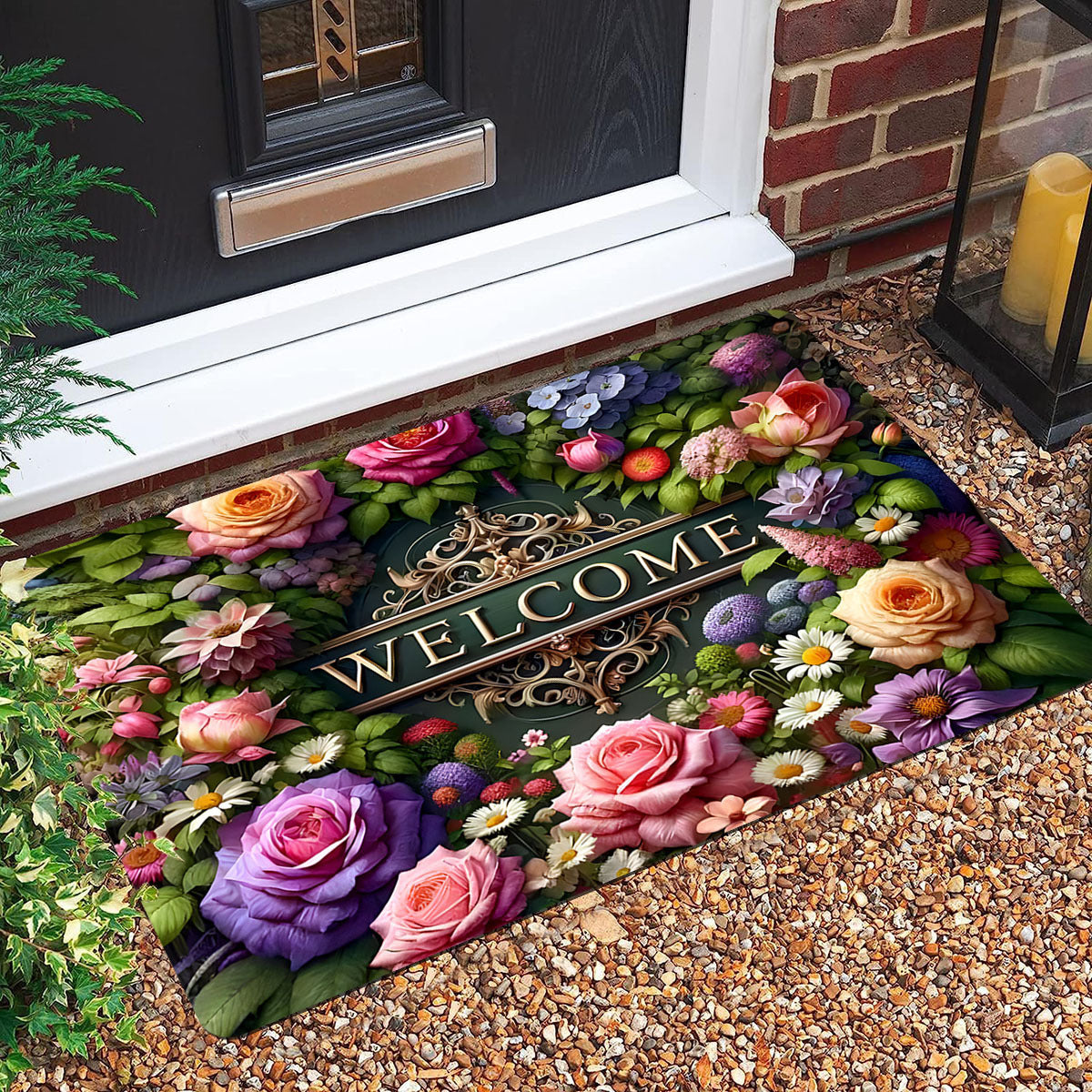 VIKAMA Crystal Velvet Floor Mat Retro Entrance Door Door Dirt Resistant And Easy image 7