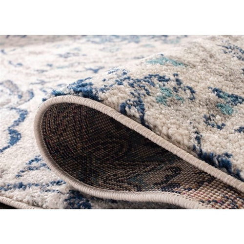 Coastal Blue Grey Damask Indoor Area Rug image 2