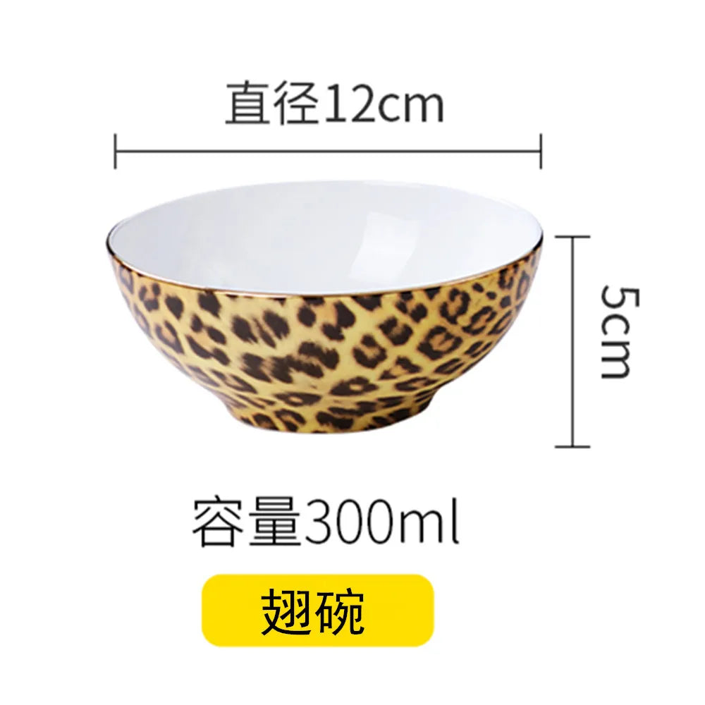 Leopard Pattern Bone China Coffee Tea Cup Hotel Clubhouse Restaurant Tableware C image 15