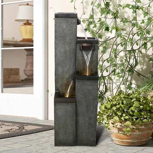 Modern Floor-Standing Water Fountain , Indoor Outdoor Water Fountain with Lights image 0