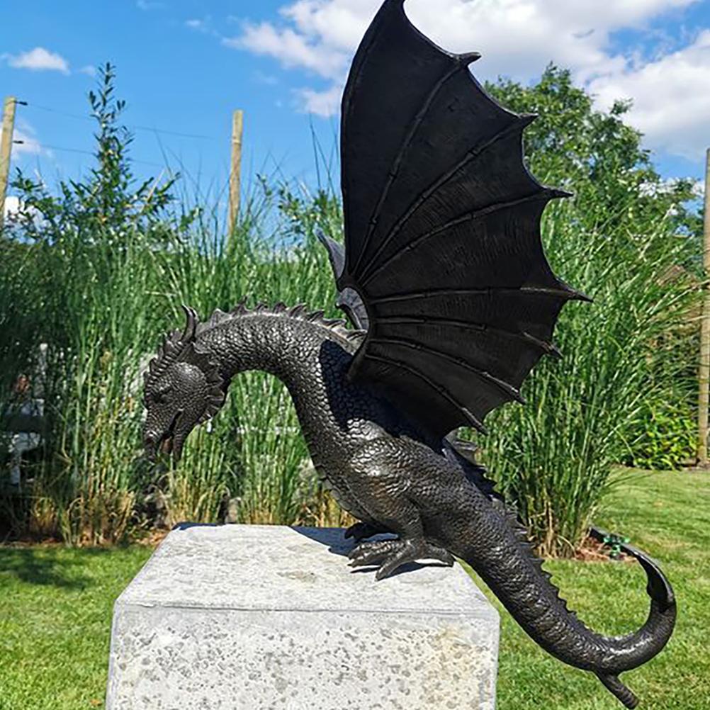 Garden Dragon Statue Fountain Dragon Ornament Resin Water Feature Sculpture for  image 2