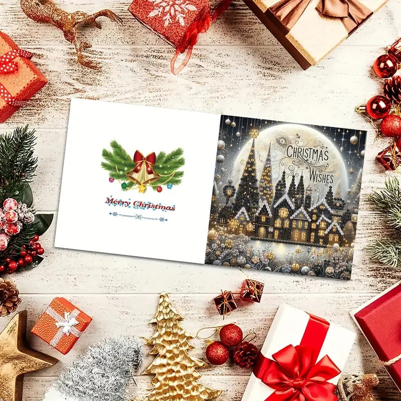6 Christmas Wishes Greeting Cards Diamond Jewel Art COMPLETED & SEALED image 3