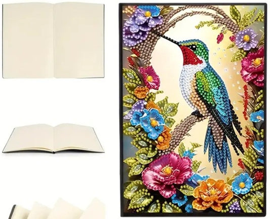 Flowers Bird Hummingbird Notebook Journal Diamond Jewel Art COMPLETED image 0