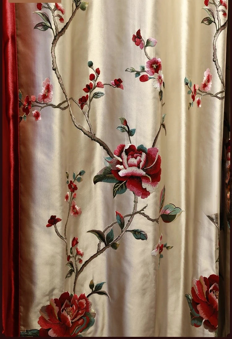 European Embroidered Luxury Curtains for Living Room Bedroom Dining Wedding Red  image 6