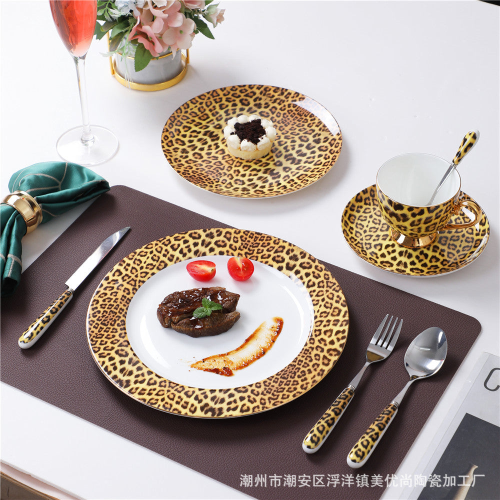 1pcs Bone China British Tea Cup Set Leopard Print Porcelain Coffee Set Ceramic T image 3