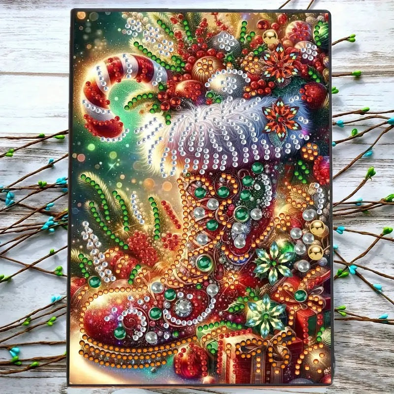 Christmas Atmosphere Shoe Pattern Notebook, Journal, Diamond Jewel Art COMPLETED image 1
