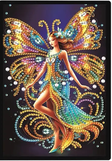 Butterfly Fairy Round Crystal Gem Notebook Journal Diamond Jewel Art COMPLETED image 2
