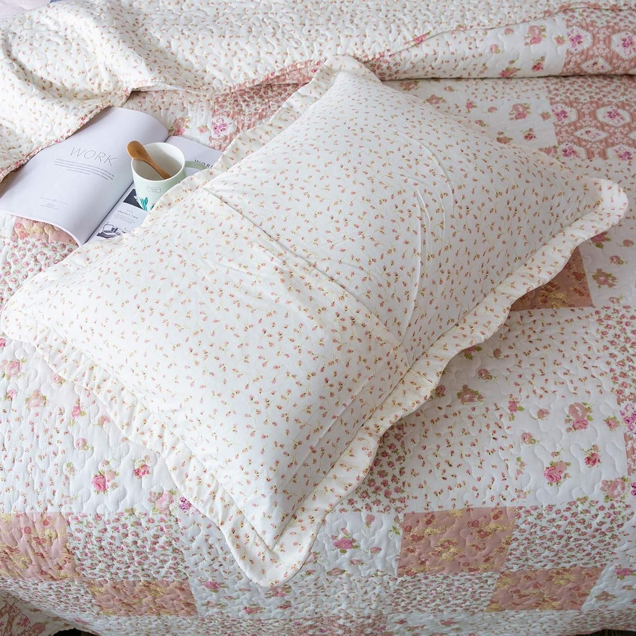 2/3pcs Light Floral Quilt Set, Cute Print All Season Lightweight Bedspread Cover image 27