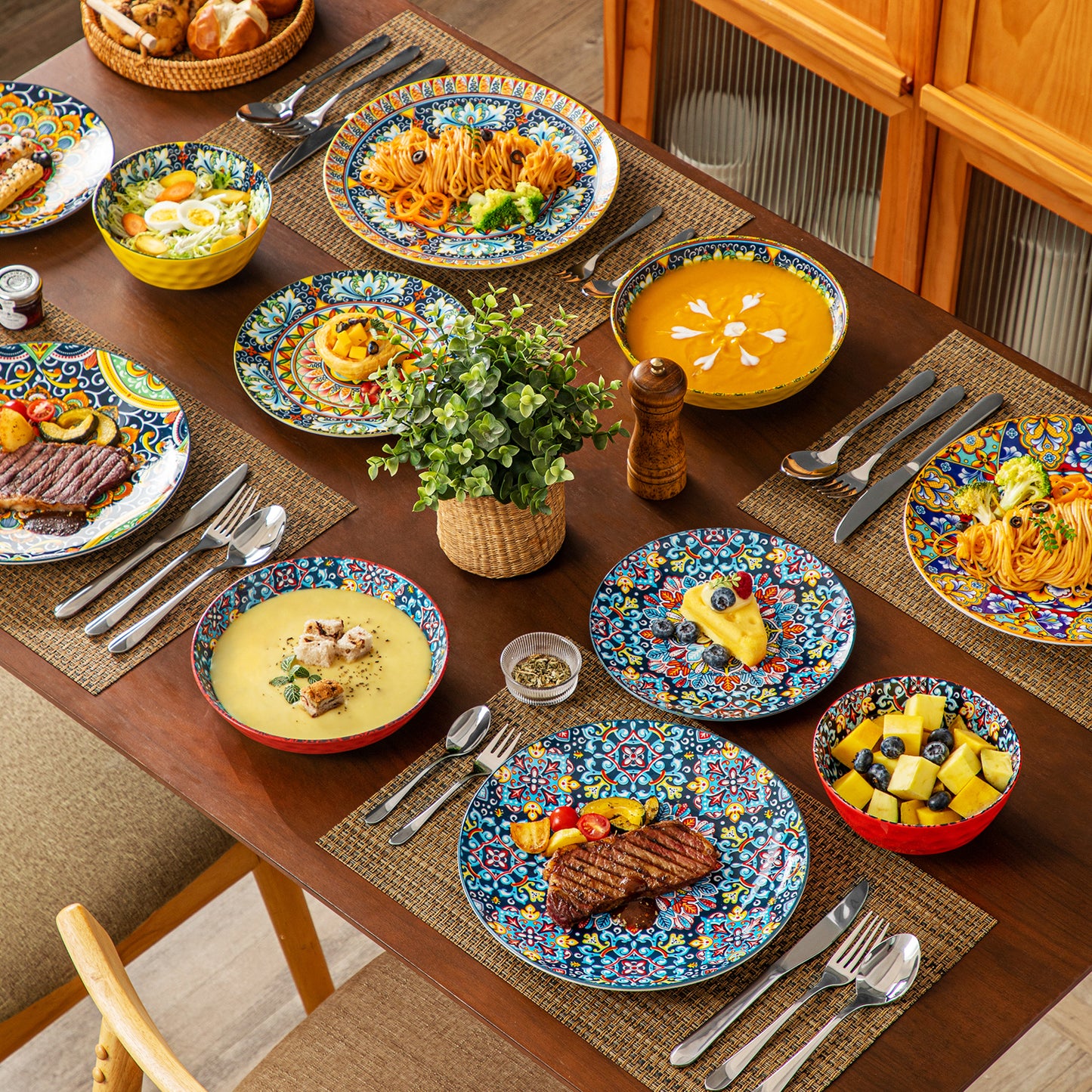 vancasso 12/16/18/24 Piece Ceramic Dinnerware Set Stoneware Bohemian Style with  image 5