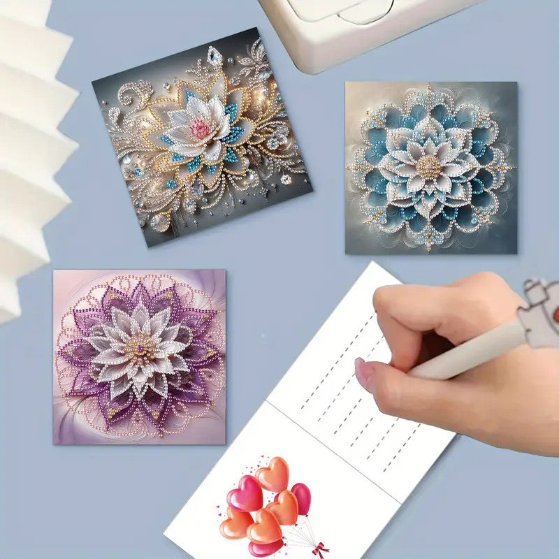 6 Unique Floral Note Greeting Cards Diamond Jewel Art COMPLETED image 4