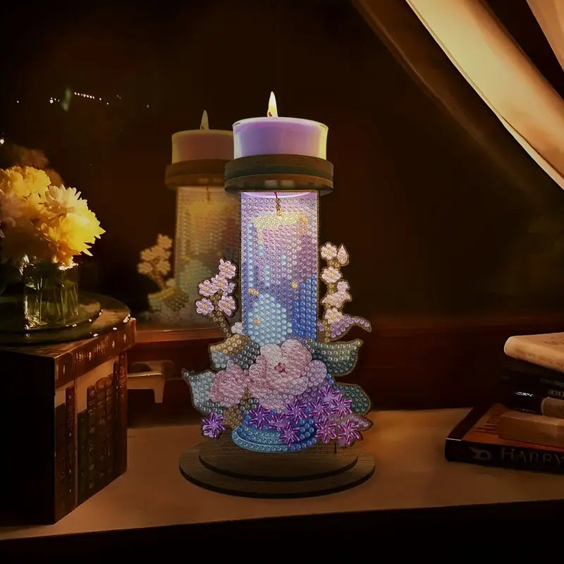 Double-Sided Craft with Vibrant Flower & Candle Diamond Jewel Art COMPLETED SEAL image 2