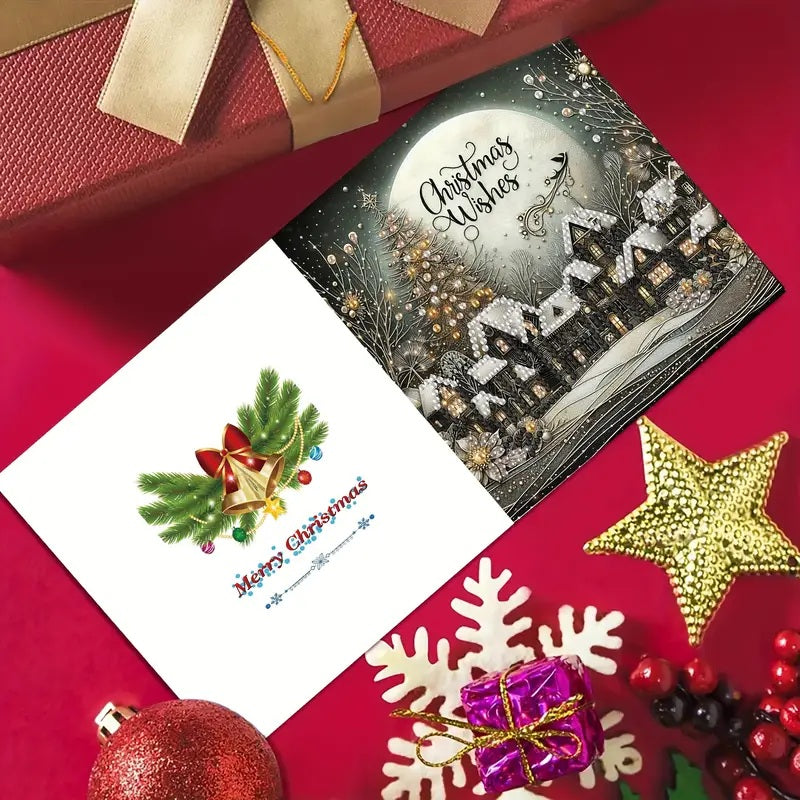 6 Christmas Wishes Greeting Cards Diamond Jewel Art COMPLETED & SEALED image 1